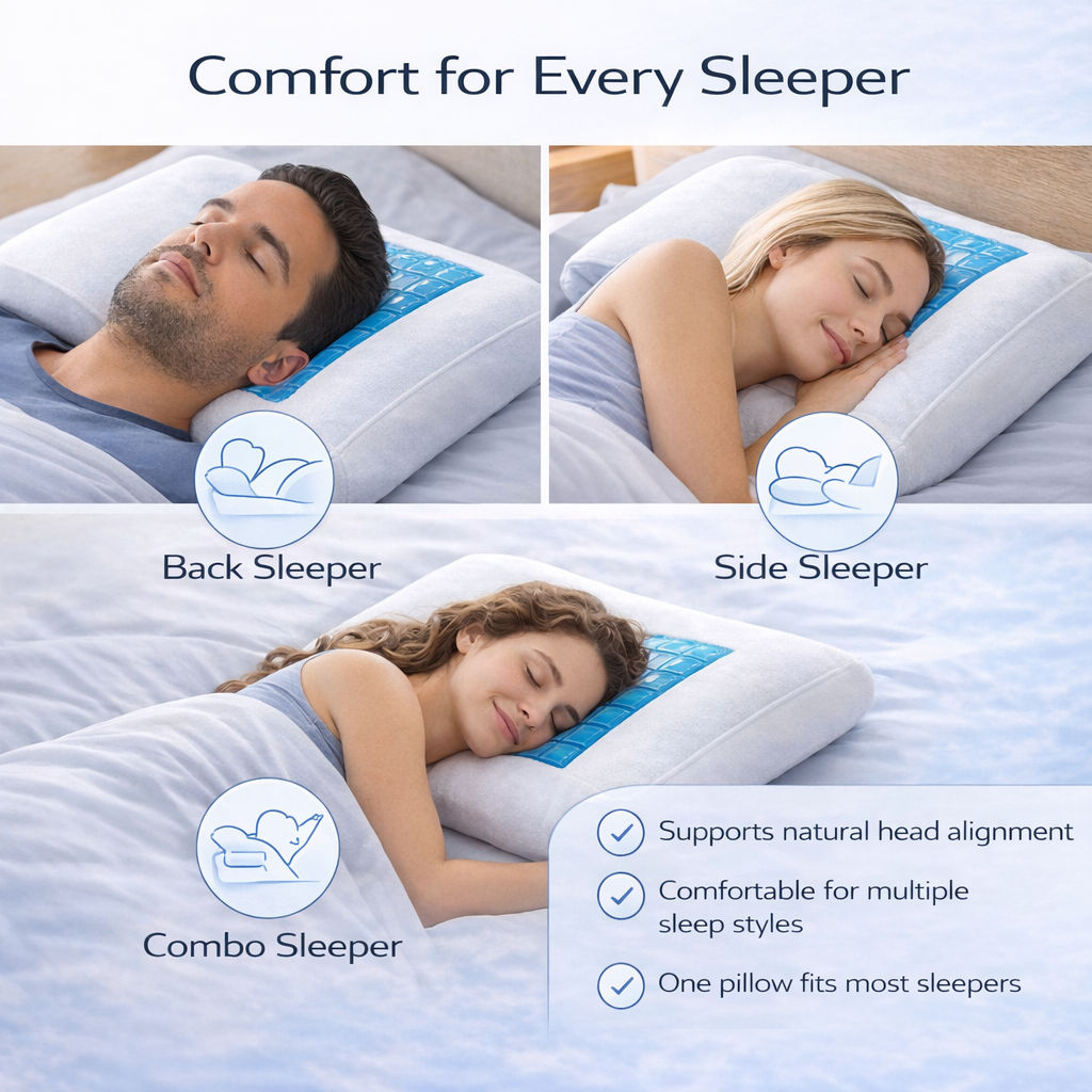 Cooling Gel Pillow for Hot Sleepers – Breathable Fabric Cover, Medium-Firm Support, Cooling Gel Grid for Cooler All-Night Comfort, Standard Size Bed Pillow, Size - 60 x 40 x 12cm