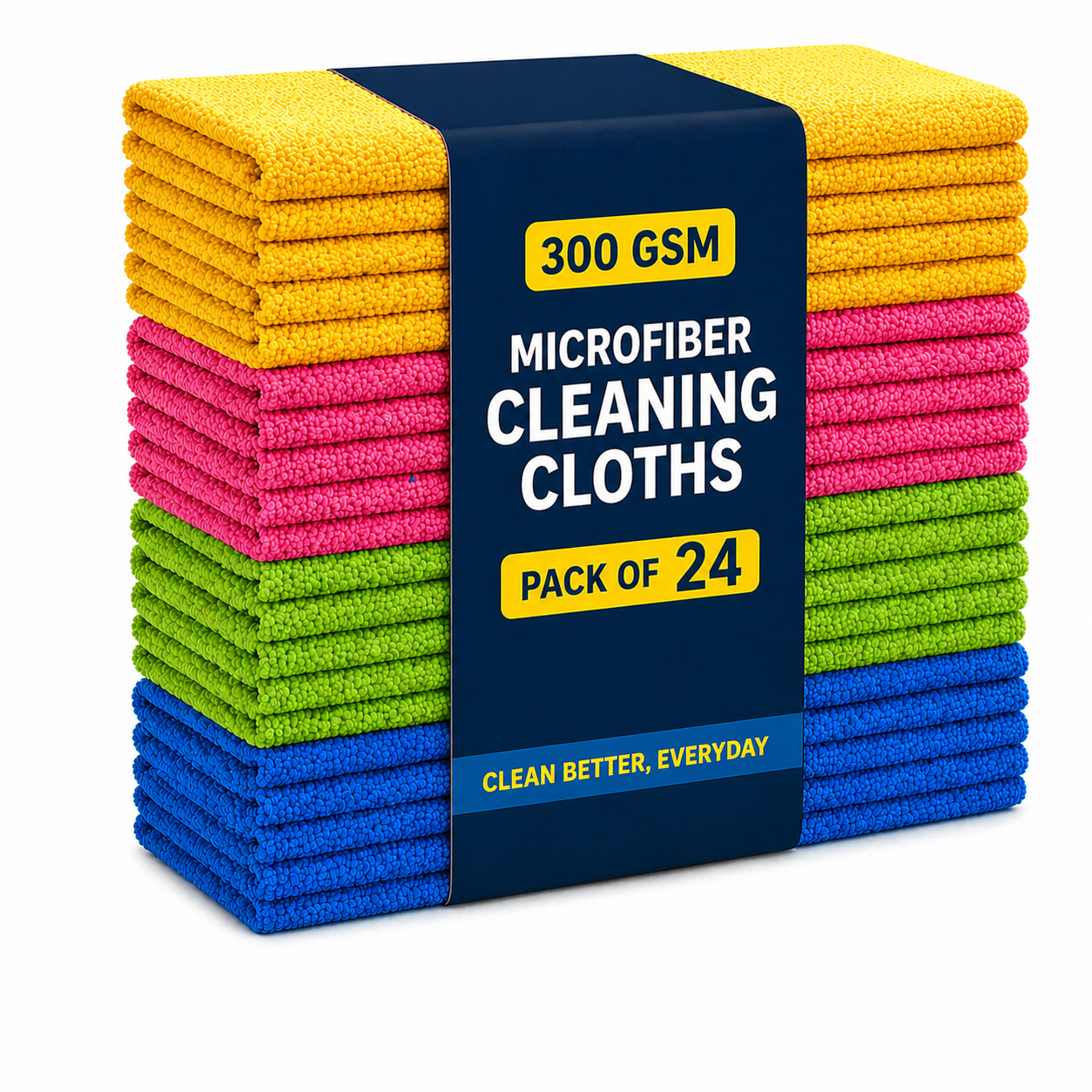 Microfiber Cleaning Cloth - 300 GSM Ultra Soft Microfibre Cloths | Lint-Free, Reusable, Streak-Free Cleaning Towels for Home, Car & Kitchen