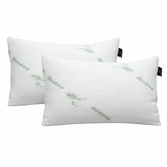 Shredded Memory Foam Pillow with Bamboo Fabric Cover, Adjustable Loft, Breathable & Cooling Bed Pillow for Back, Side & Stomach Sleepers, Soft Supportive Sleeping Pillow, Size - 70 x 45 cm