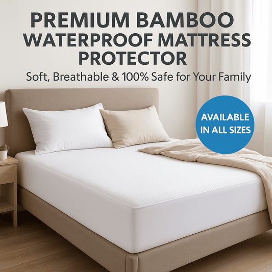 Mellow Pillow Bamboo Mattress Protector Upgraded Design 3-Layer - Waterproof Fitted Sheet Mattress Cover Hypoallergenic Premium Quality Soft Pad Protects from Dust, Allergies