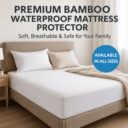 Bamboo Mattress Protector Upgraded Design 3-Layer - Waterproof Fitted Sheet Mattress Cover Hypoallergenic Premium Quality Soft Pad Protects from Dust, Allergies