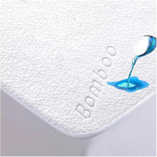 Mellow Pillow Bamboo Mattress Protector Upgraded Design 3-Layer - Waterproof Fitted Sheet Mattress Cover Hypoallergenic Premium Quality Soft Pad Protects from Dust, Allergies