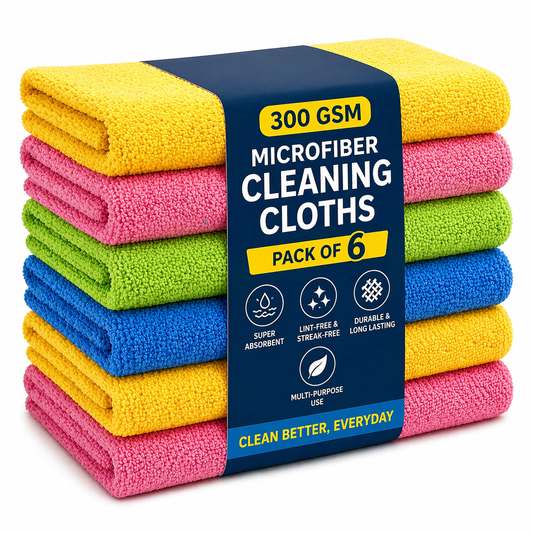 Microfiber Cleaning Cloth - 300 GSM Ultra Soft Microfibre Cloths | Lint-Free, Reusable, Streak-Free Cleaning Towels for Home, Car & Kitchen