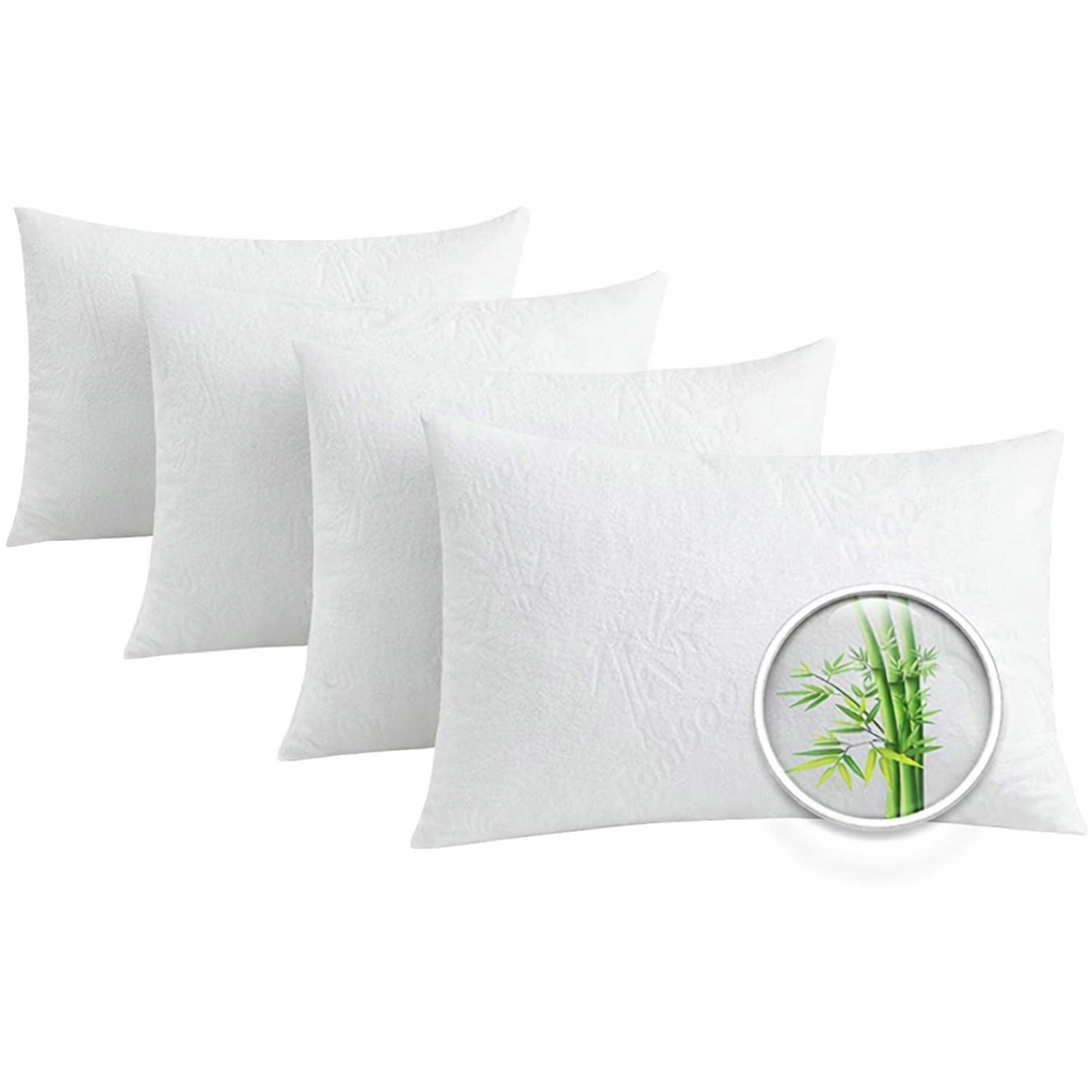 Bamboo Pillow Protector – Waterproof, Zippered, Hypoallergenic Cover, Breathable Bamboo Material, Dust Mite Proof & Soft Standard Pillows (Size - 50cm x 70cm)